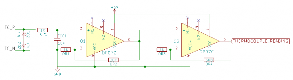 OP07 based thermocouple signal amplifier